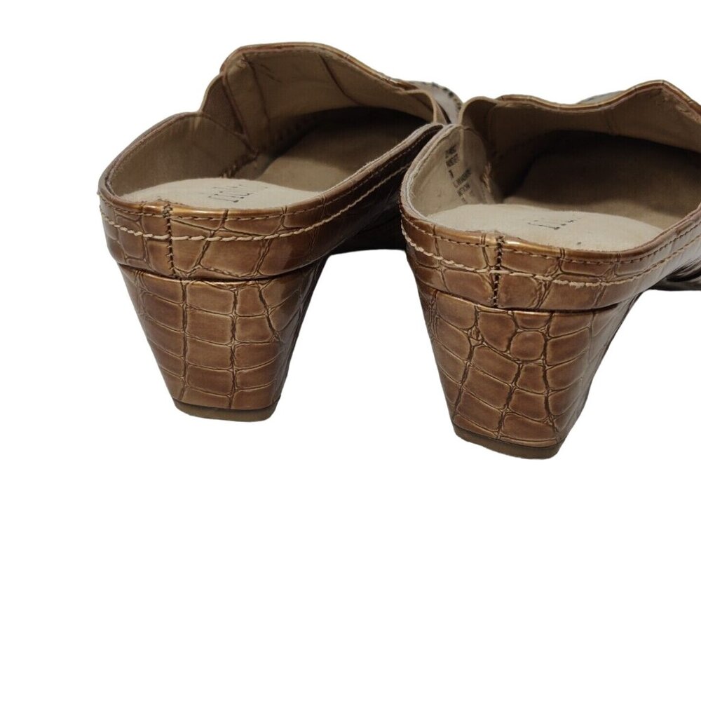 Rialto Comfort Brown Croc Embossed Slip on Mules Shoes Women Size 7 M FLAW - Picture 5 of 8